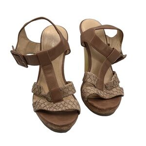 Calvin Klein Tan Bea Fish Cork Platform Yellow Heels Size 8 1/2 Women’s